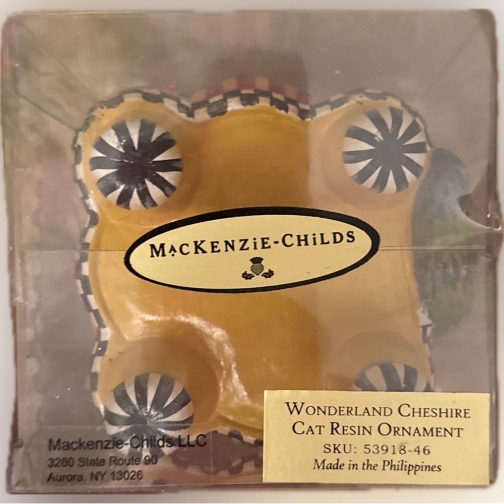 BUNDLE OF 2 MacKenzie-Childs Colorful Cheshire Cat Ornament